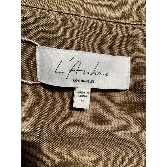 L'Academie 'The Chrisa' Green Linen Crop Blouse Size M - Picture 4 of 5